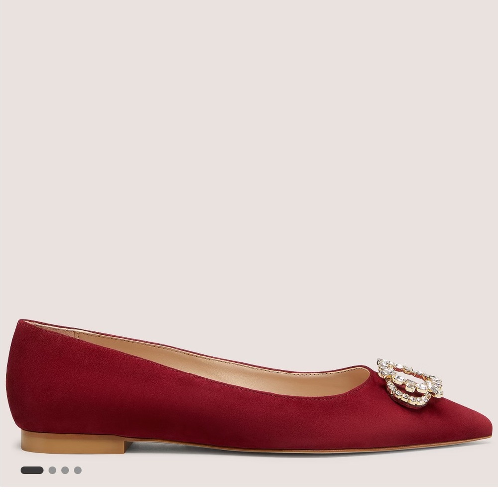 NIB Stuart Weitzman Burgundy ELOISE FLAT with Embellished Accent 6.5